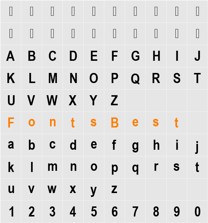 Arial Narrow Character Map