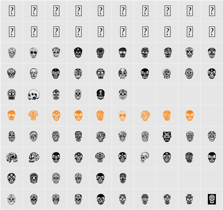 Mexican Skull Character Map