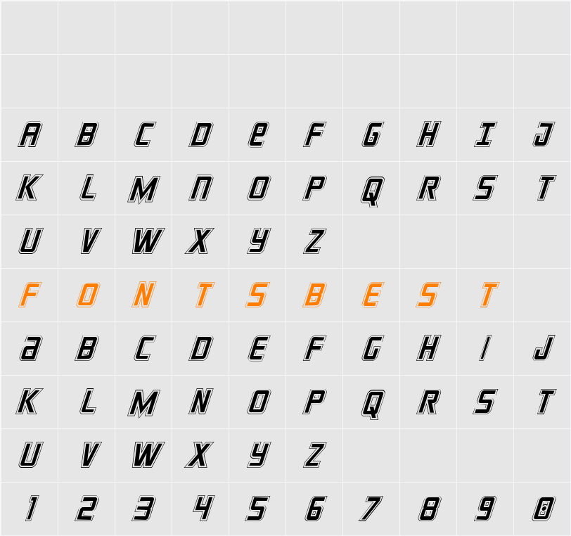 Crixus Academy Italic Character Map