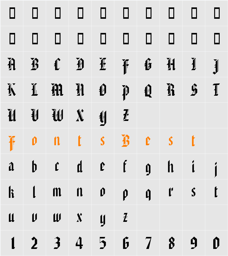 American Text Character Map