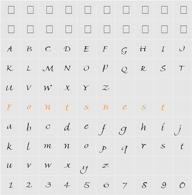 Ambiente Script SSi Character Map