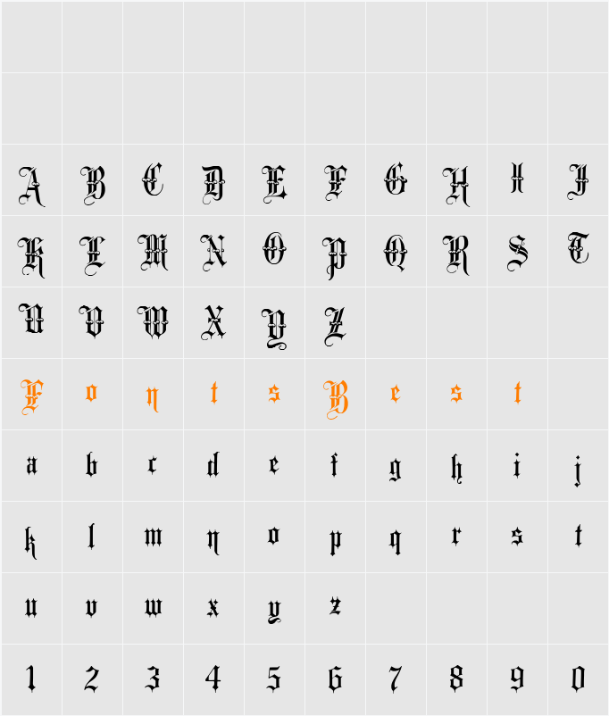 Minster No 3 Character Map