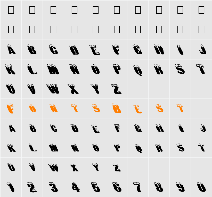 FZ UNIQUE 6 MANGLED LEFTY Character Map