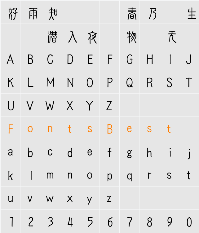 DFPNewChuan-B5 Character Map