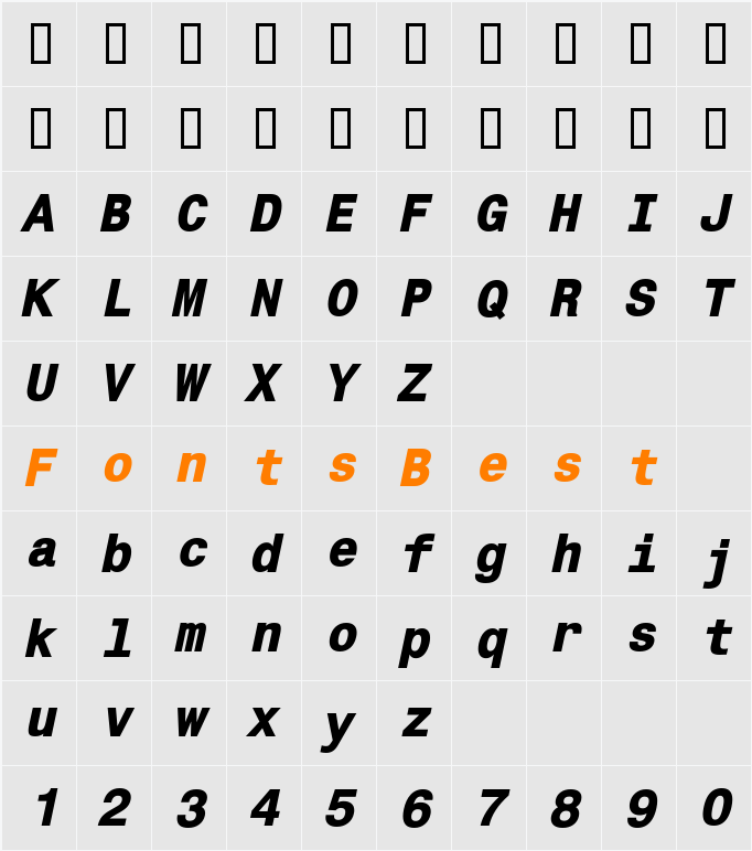 CorporateMonoExtraBold Character Map