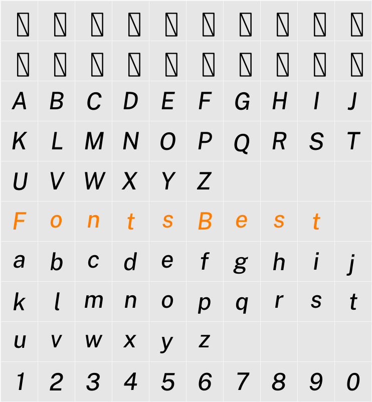 Public Sans Medium Character Map