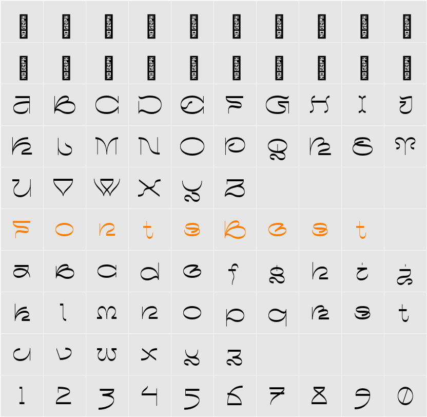 Insomnia Bold Character Map