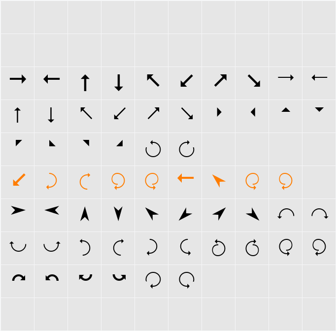 Arrows Character Map