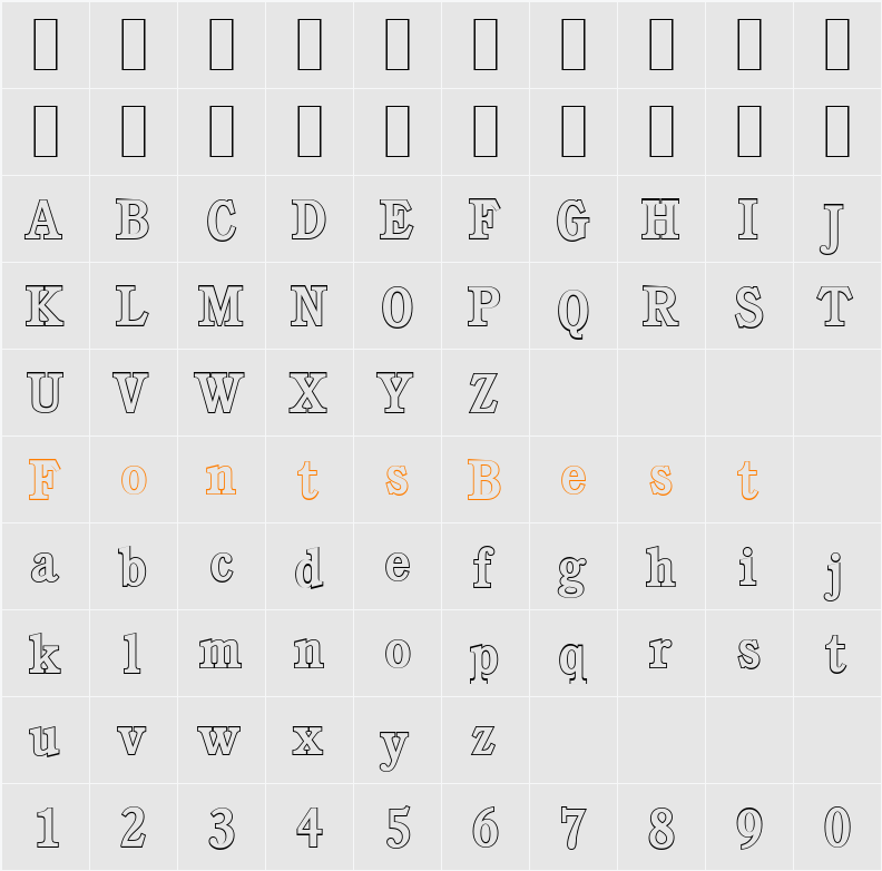 CalgaryOutline-Medium Character Map