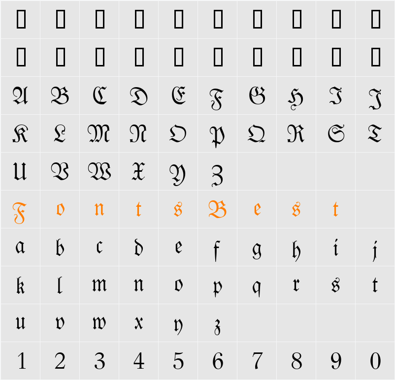 JI-Embows Character Map