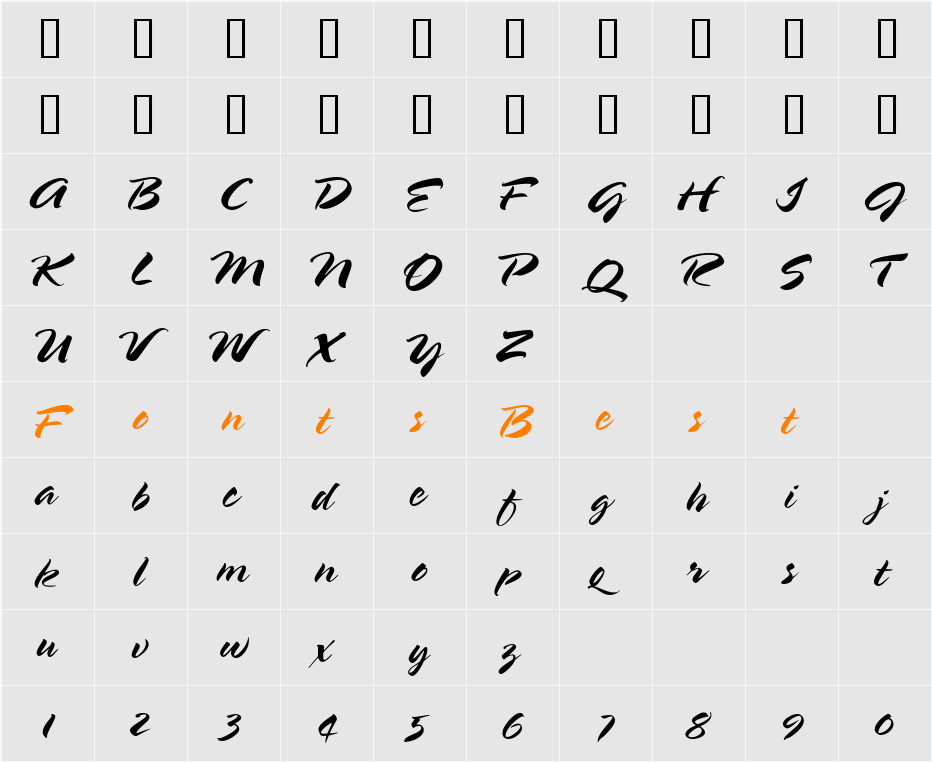 Bustamalaka Character Map