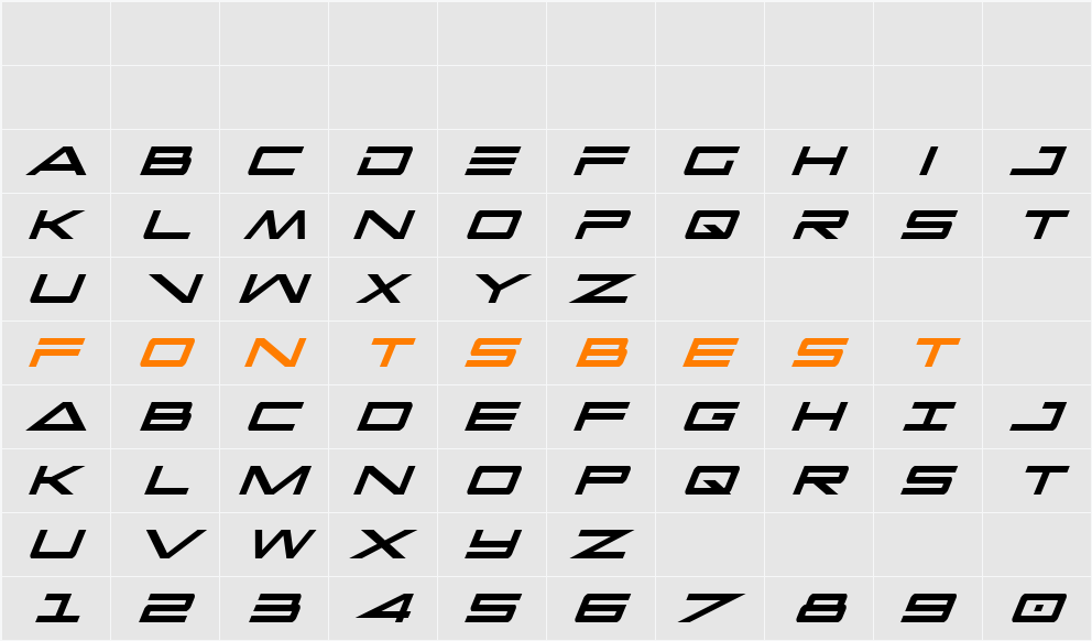 Capella Condensed Italic Character Map