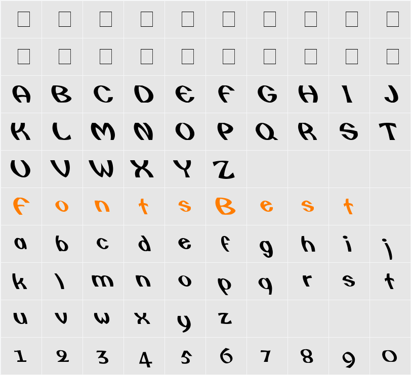 Camberic Lefty Character Map