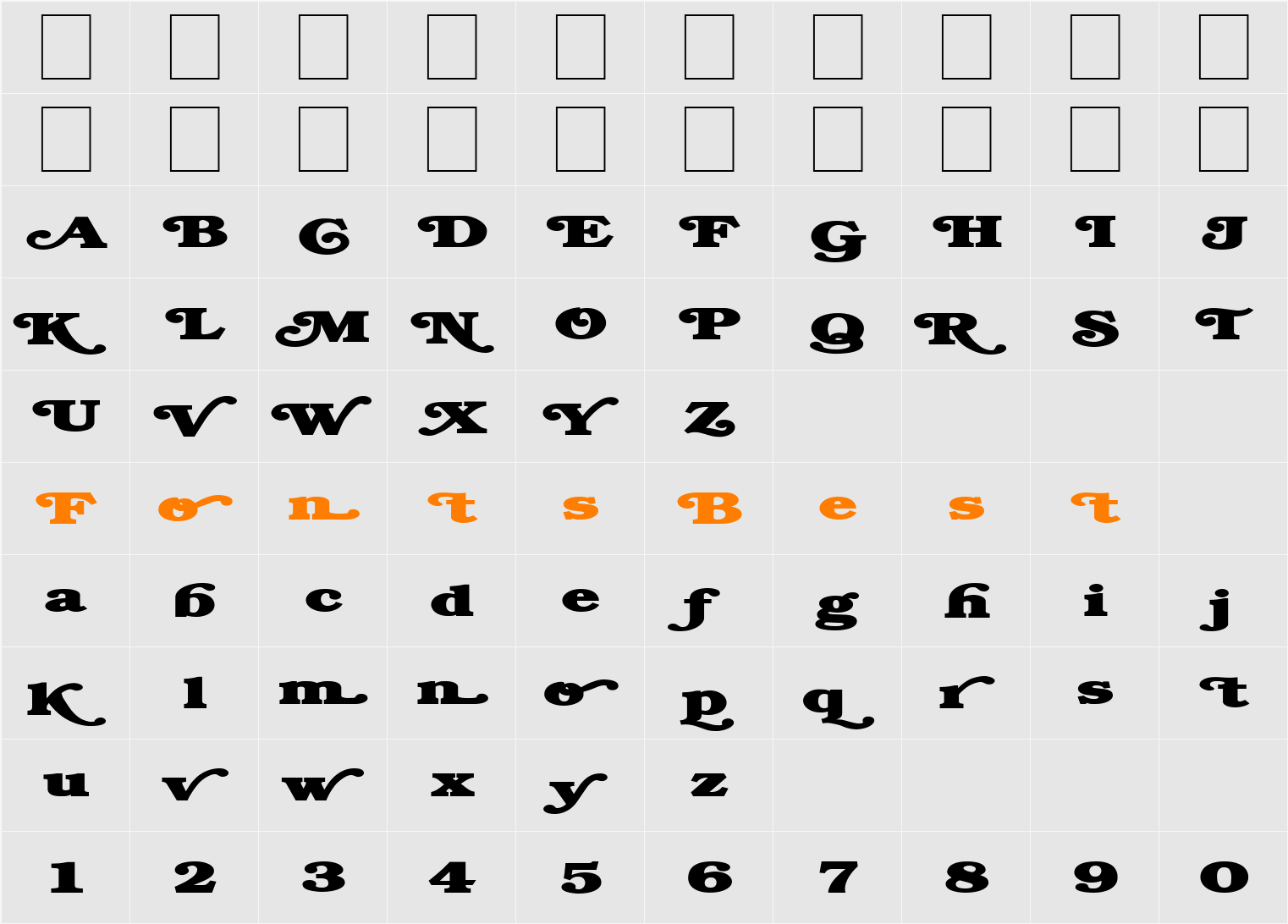 FZ JAZZY 47 EX Character Map