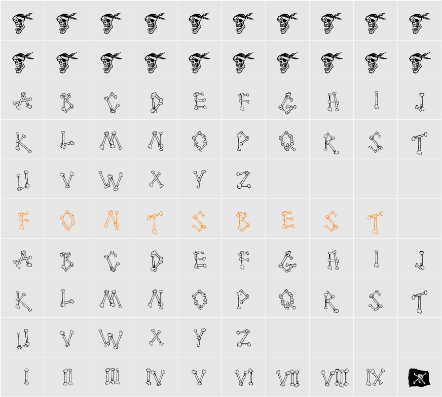 Cartoon Bones Character Map