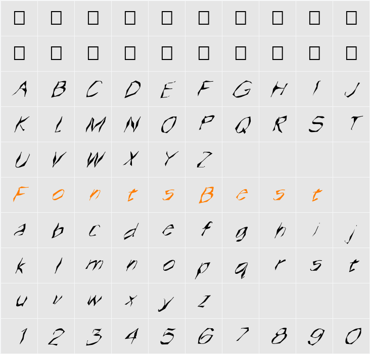 FZ WACKY 14 ITALIC Character Map