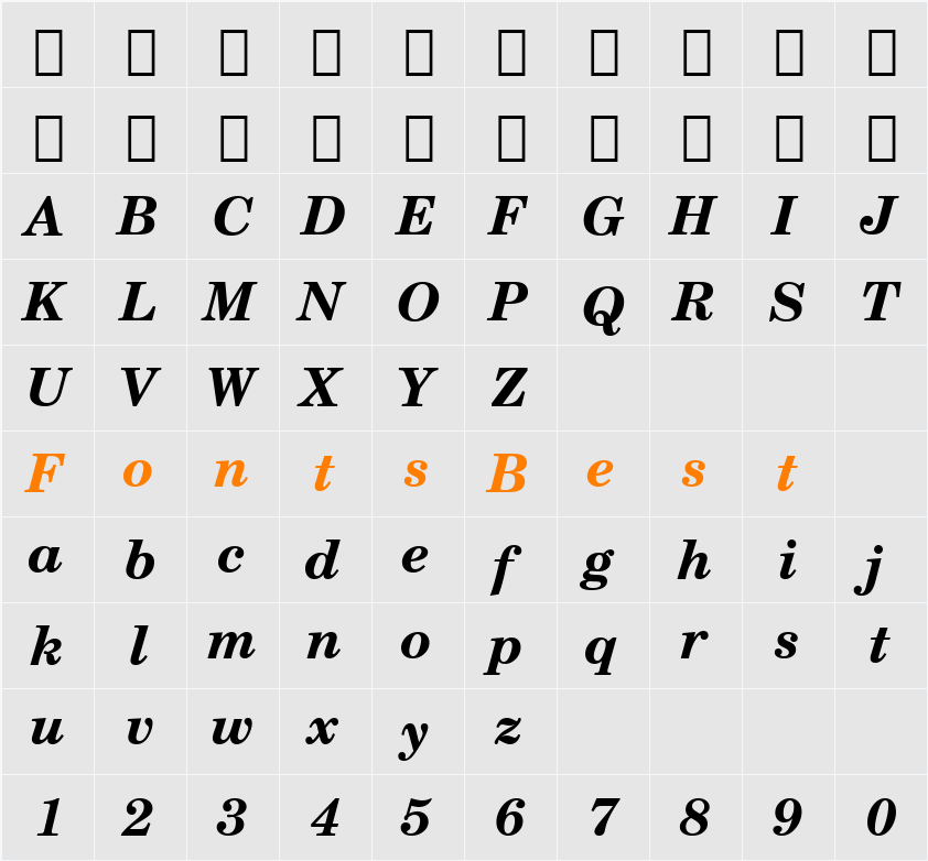 CentSchbook BT Character Map