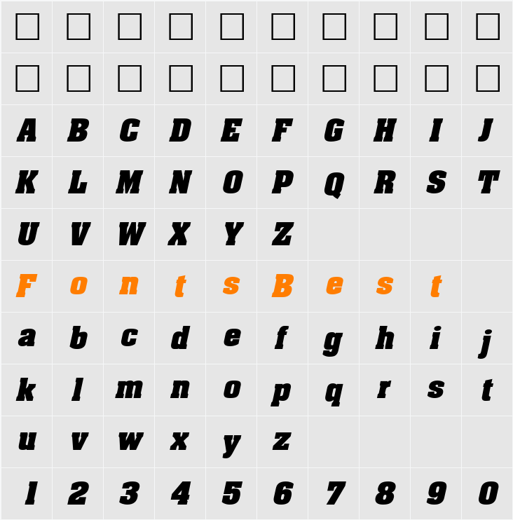 Acklin Character Map