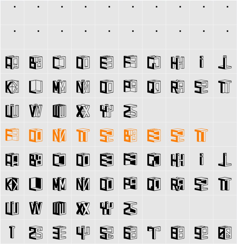 D3 Cubism Character Map