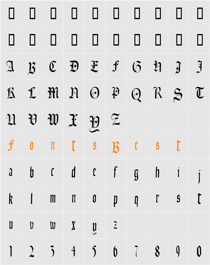 Fains Character Map