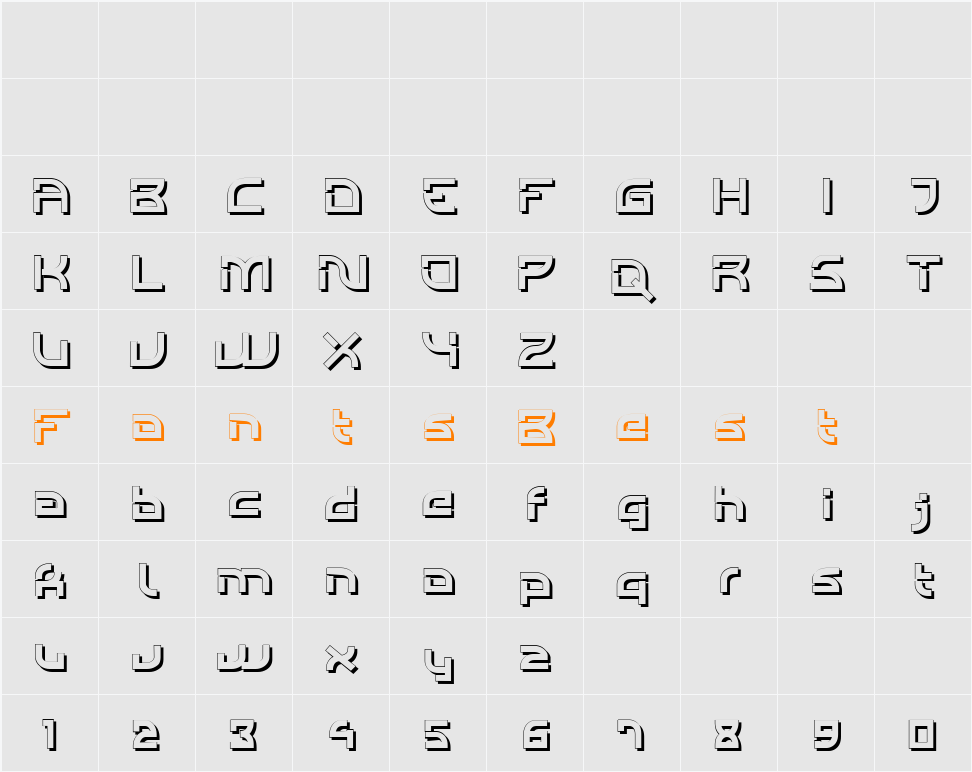 Individigital Shaded Character Map