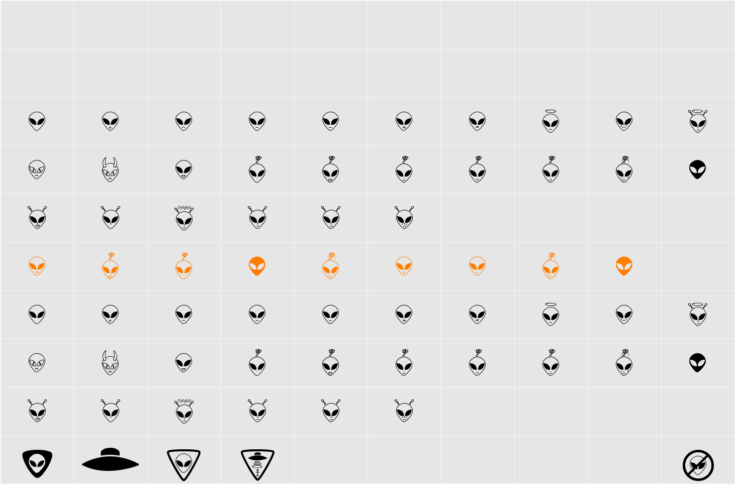 Aliencons TFB Character Map