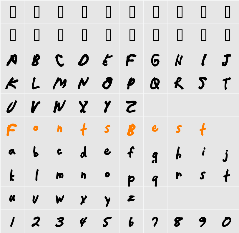 CrappyDanBlack Character Map