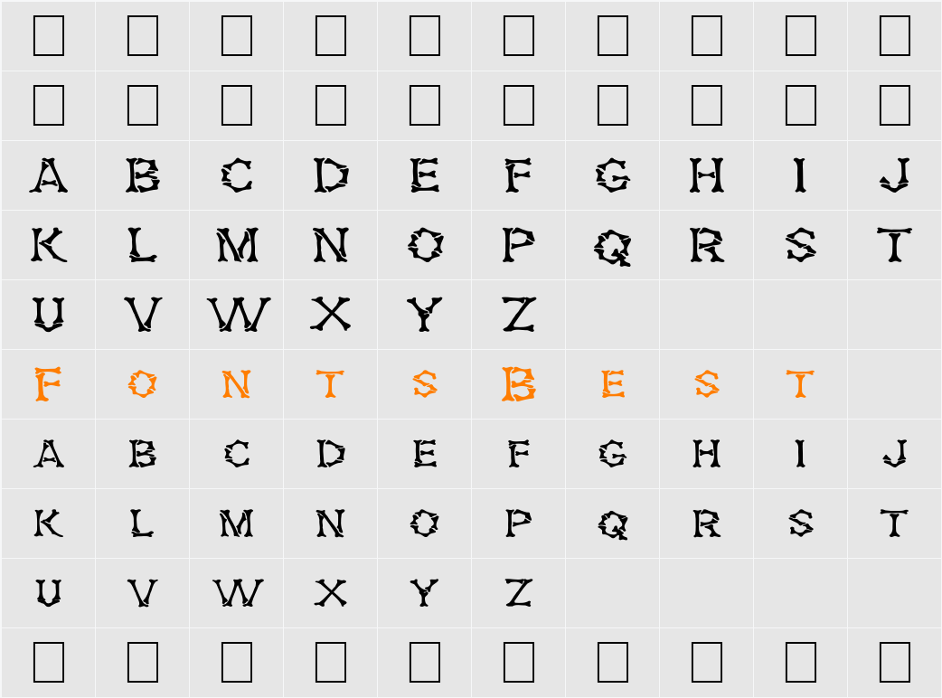 FZ UNIQUE 5 EX Character Map