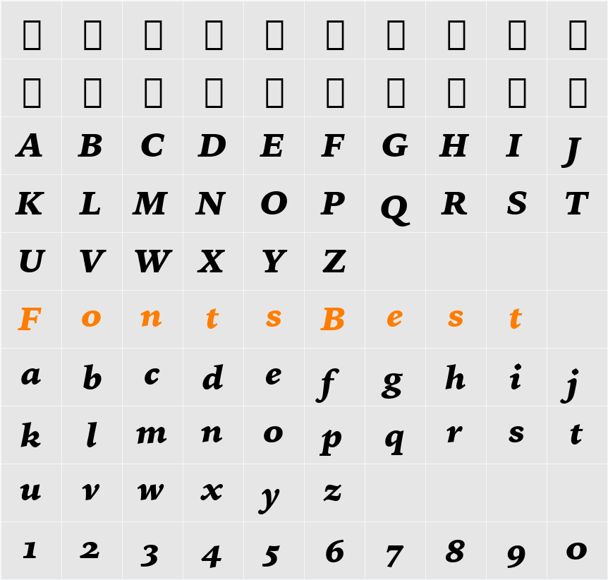 IowanOldSt Blk OSF BT Character Map