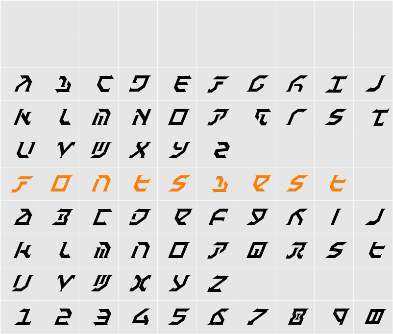 Fantazian Italic Character Map