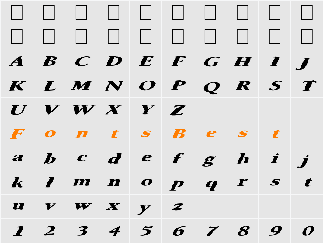 FZ ROMAN 24 MANGLED EX Character Map