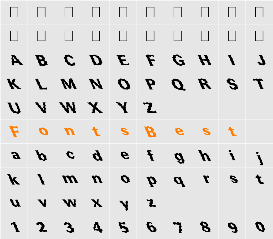 FZ ROMAN 37 WAVEY LEFTY Character Map