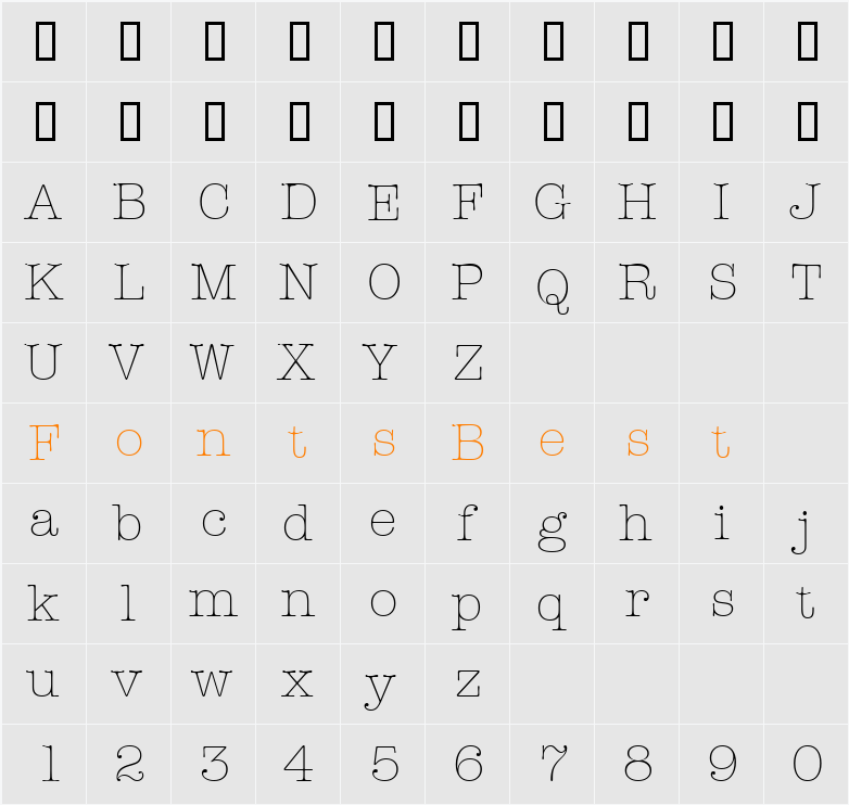 AmTypewriterITCTT Character Map