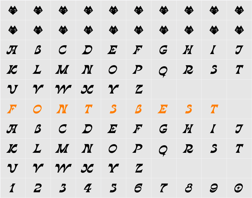 Zvezda NHZDN Character Map