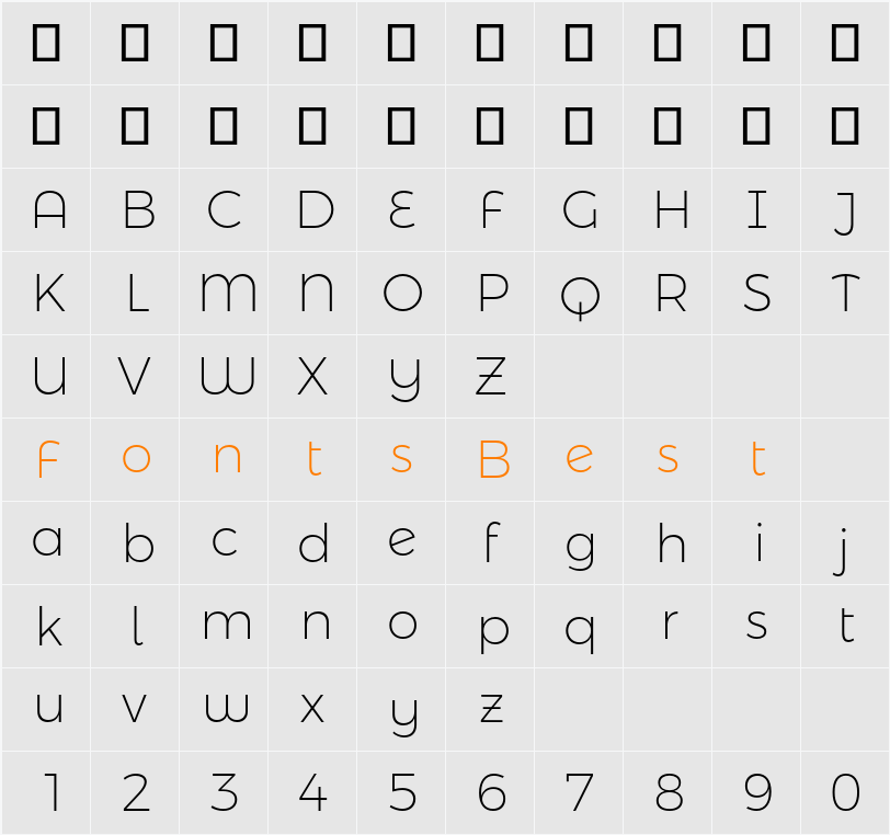 Montserrat Alternates ExLight Character Map