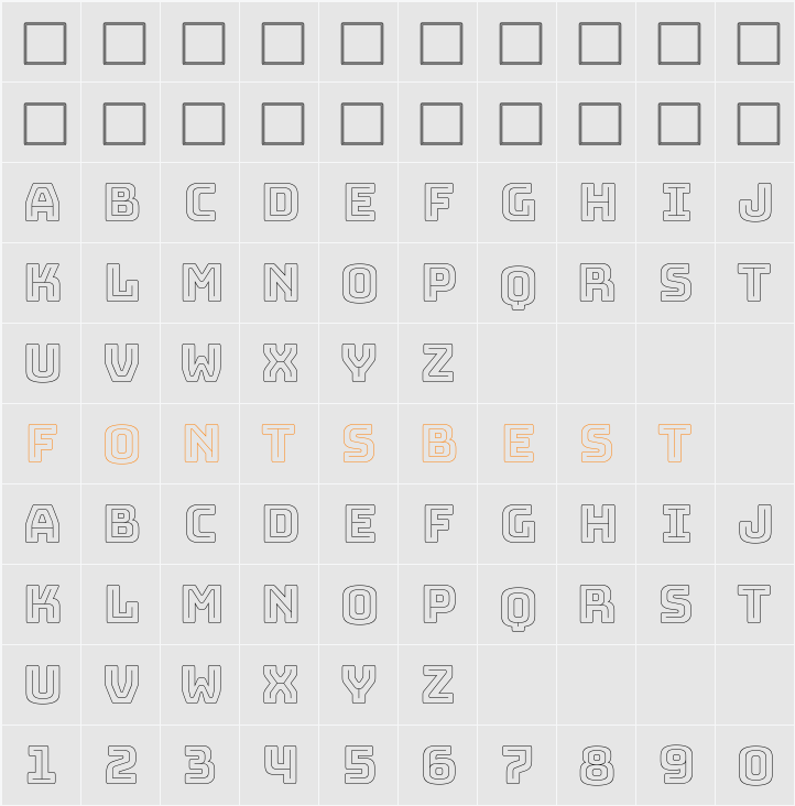 Bungee Outline Character Map