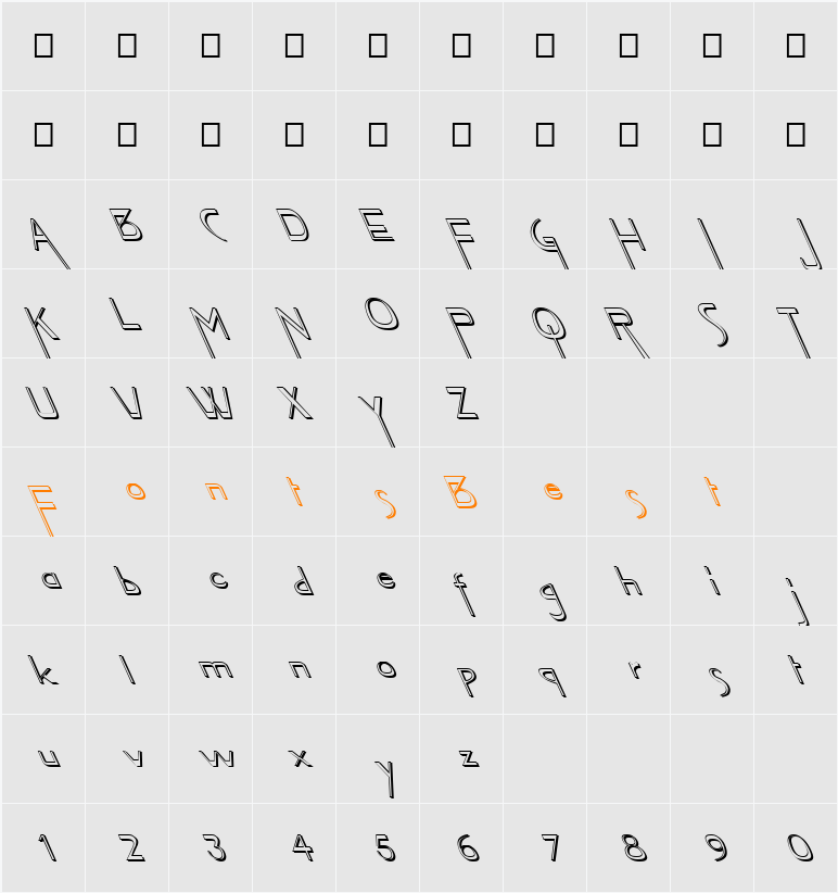 FZ JAZZY 45 3D LEFTY Character Map