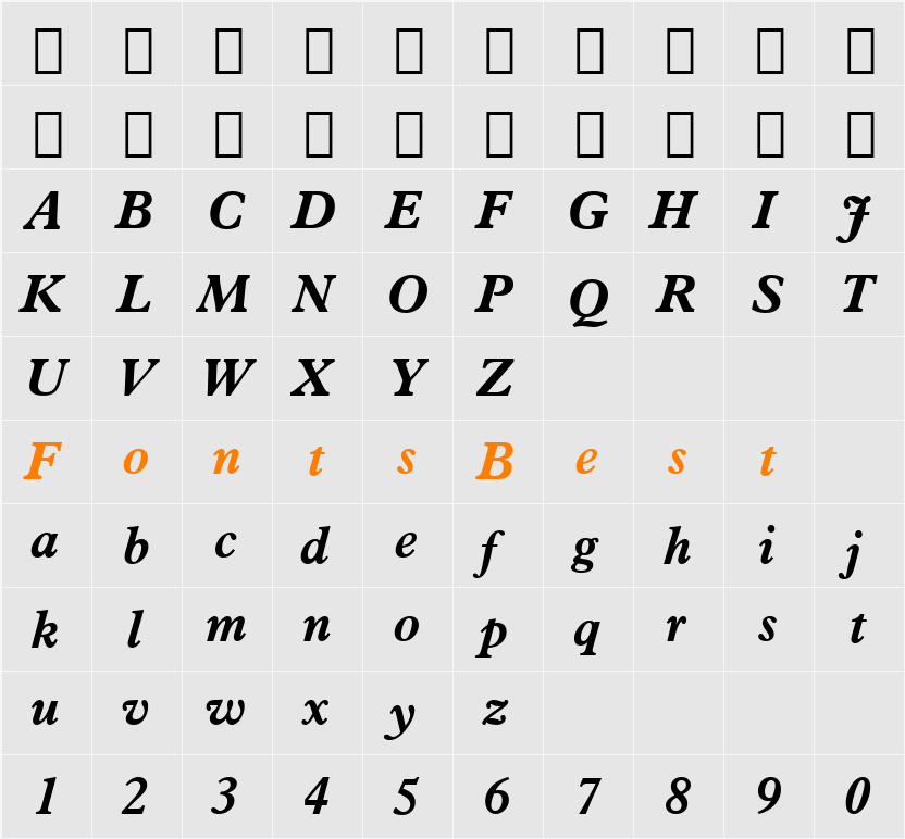 Aldine721 BT Character Map