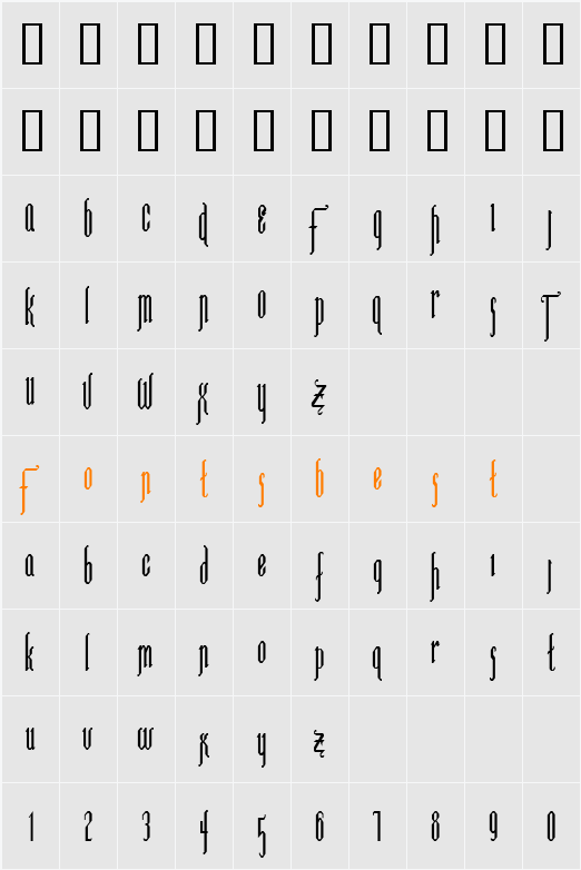 Ipswich-Condensed Character Map