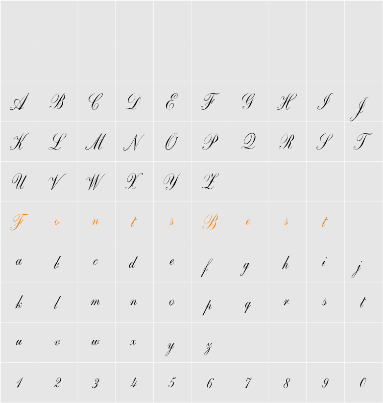 CopperplateScript Character Map