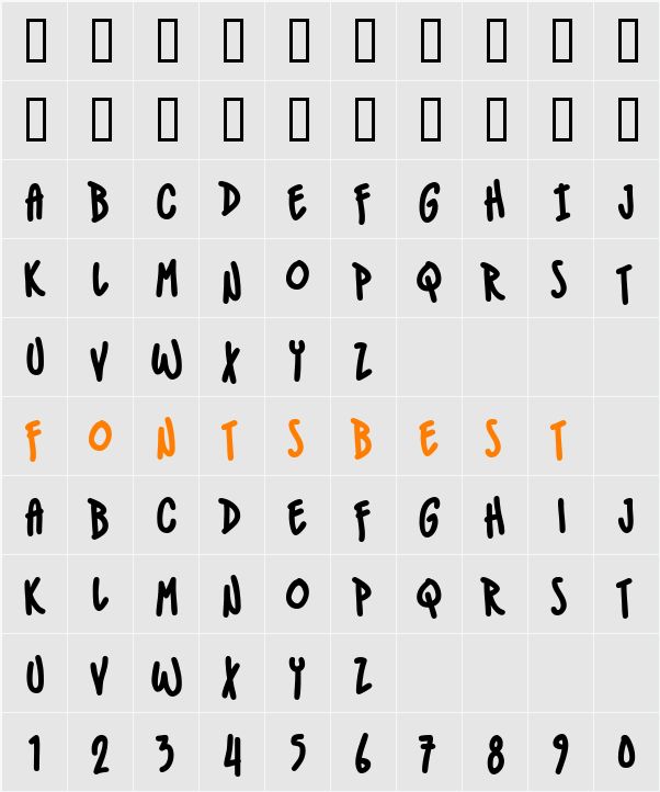 IndieStar BB Character Map