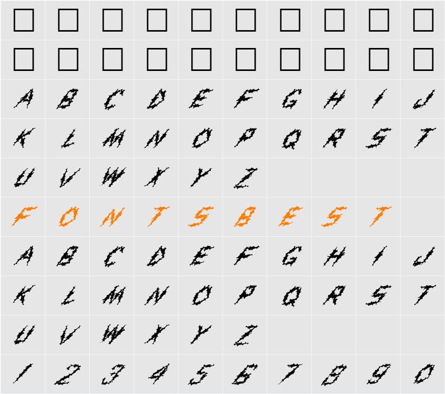 FZ UNIQUE 19 SPIKE ITALIC Character Map