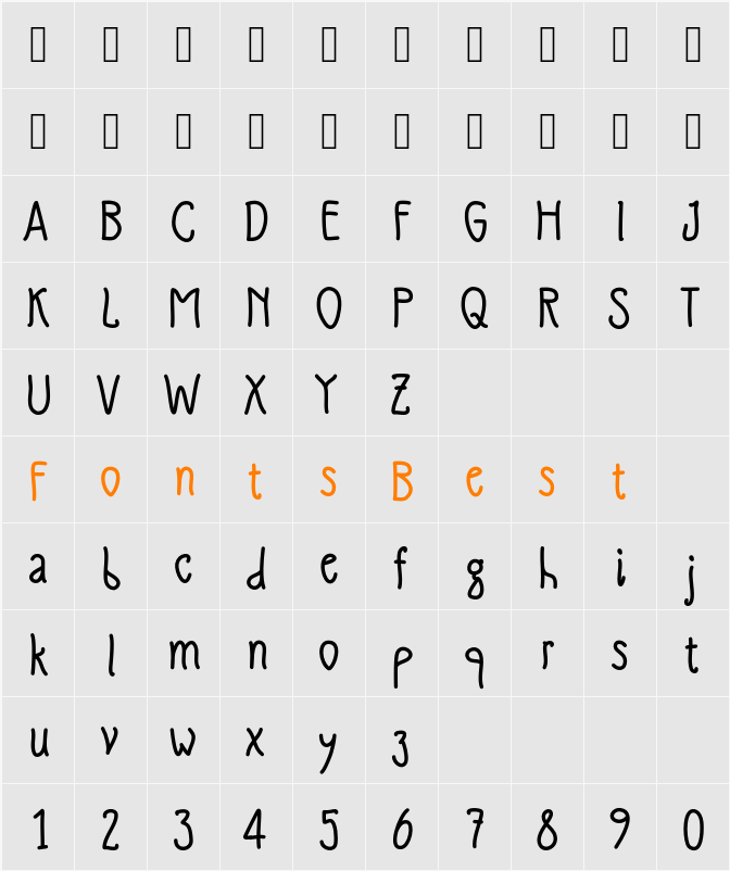 Slimamif Character Map