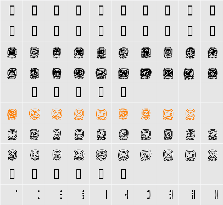 MayaDayNames Character Map