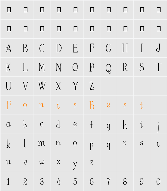 FZ ROMAN 16 COND Character Map