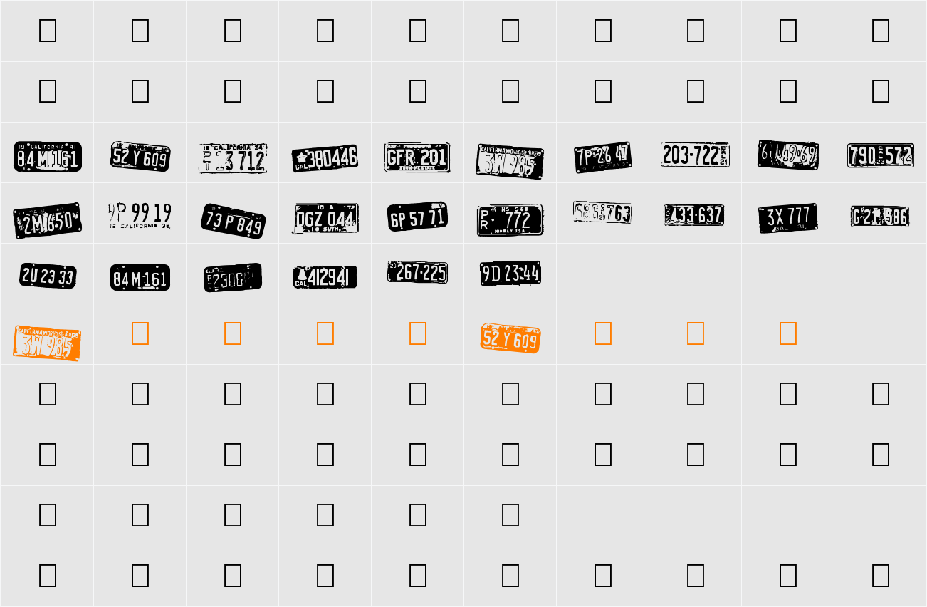 Californian cars Character Map