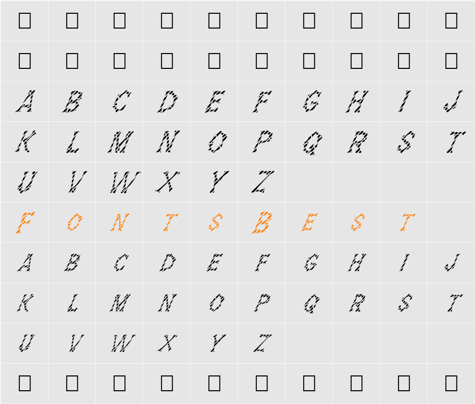 FZ UNIQUE 5 STRIPED ITALIC Character Map