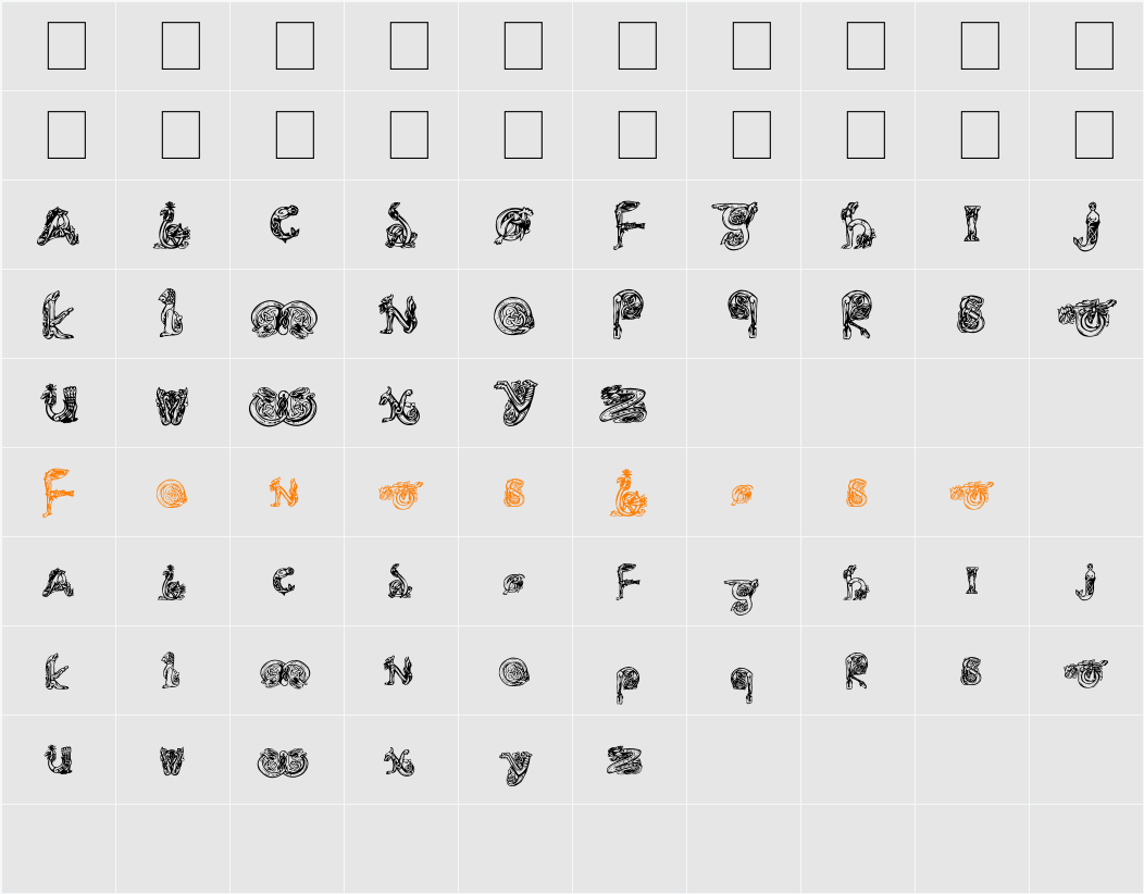 Animal Caps Character Map