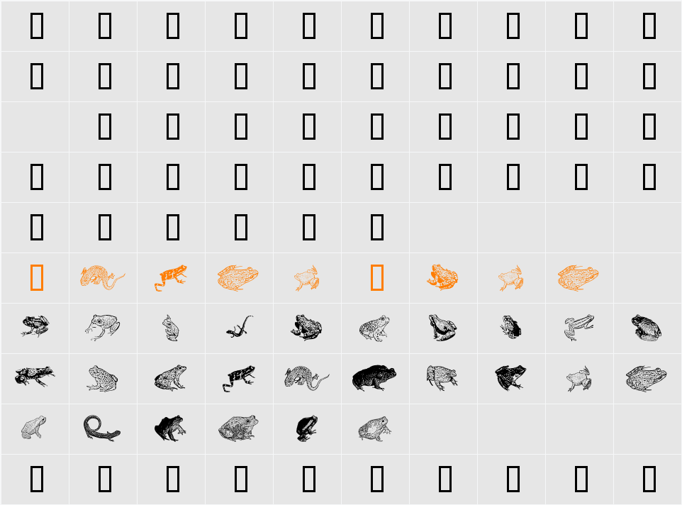 AmphibiPrint Character Map