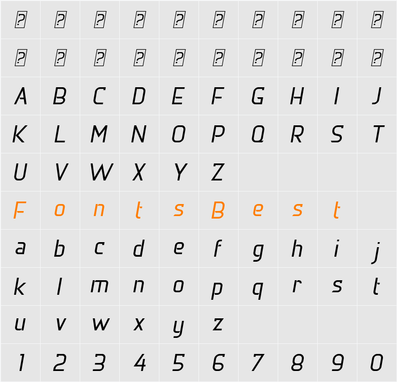 DERNIER Character Map